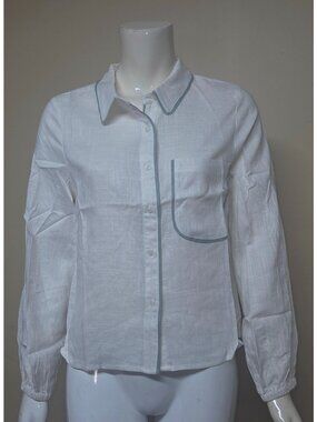 Anthropologie Sunday In Brooklyn Relaxed Lightweight Button Down XS Linen NEW